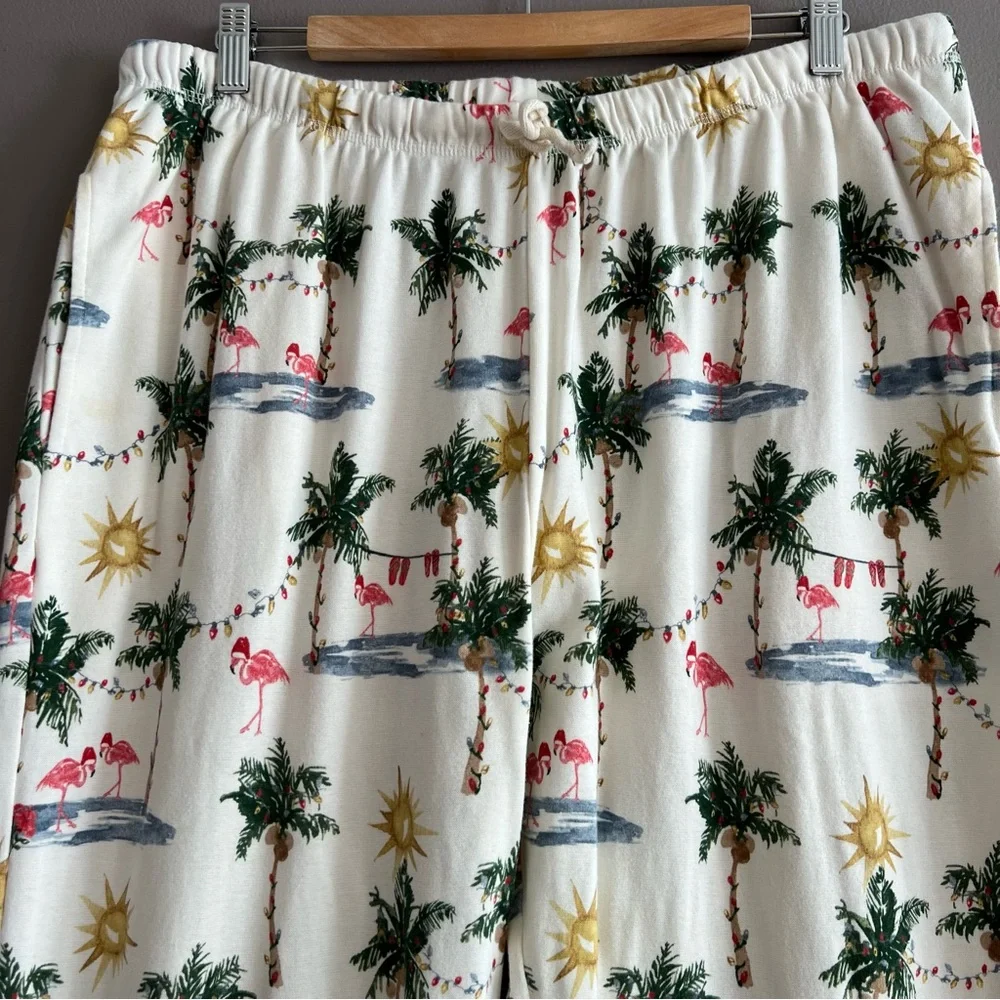 Burt’s Bees Baby Adult Tropical Christmas Flamingos PJ Lounge Pants XXL * Stains - Picture 3 of 16